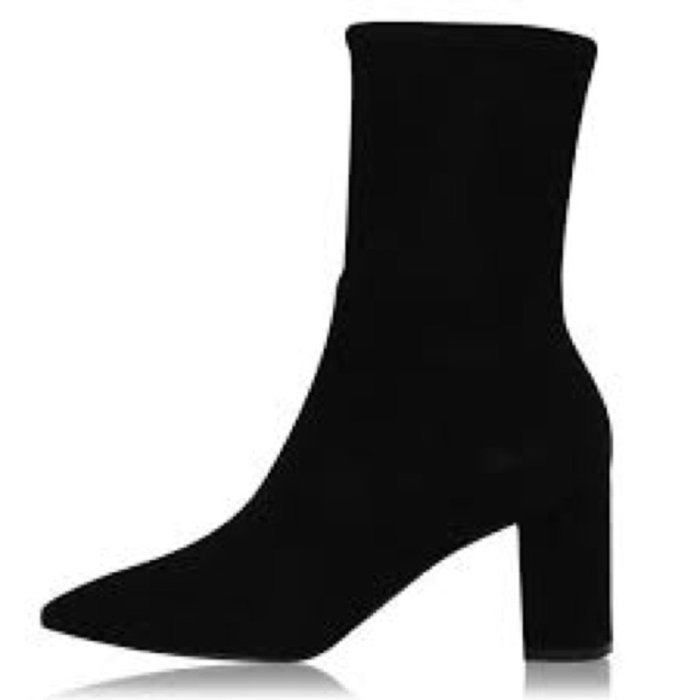 Stuart Weitzman Landry Stretch Suede Booties in Black, Size 5B/35 EU
